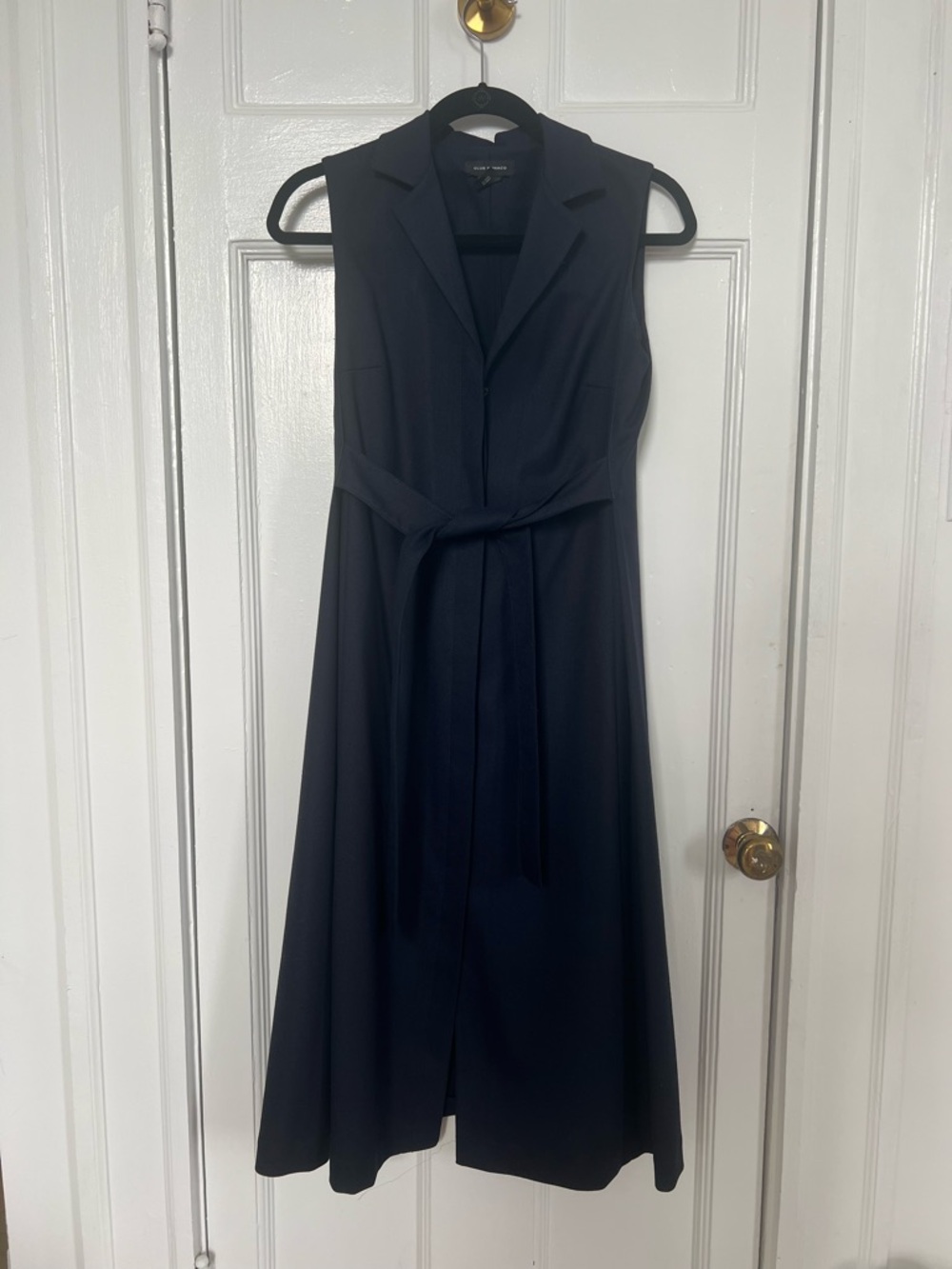 Club Monaco | Sleeveless Black Shirt Dress with Tie Waist